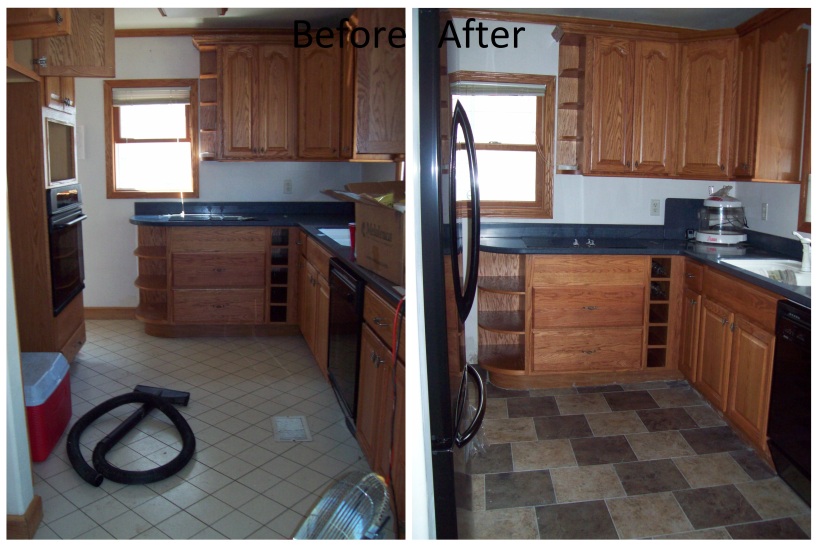 kitchen floor tile before and after