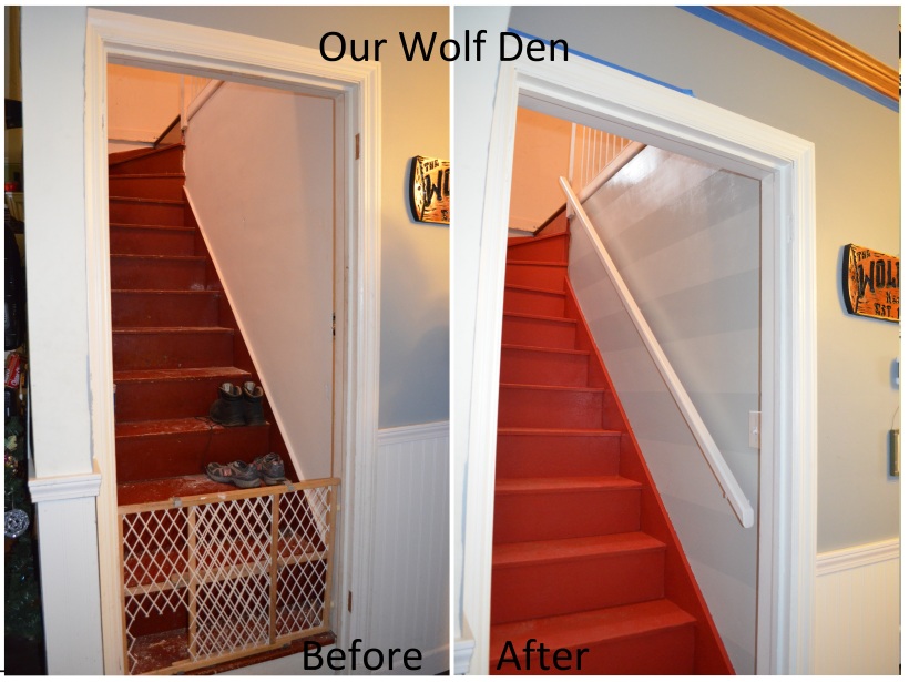 before and after stair way make over