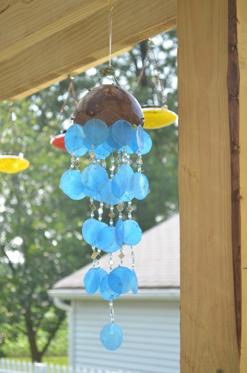 blue shell wind chime from the beach