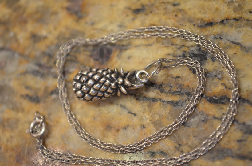 pineapple silver necklace and charm